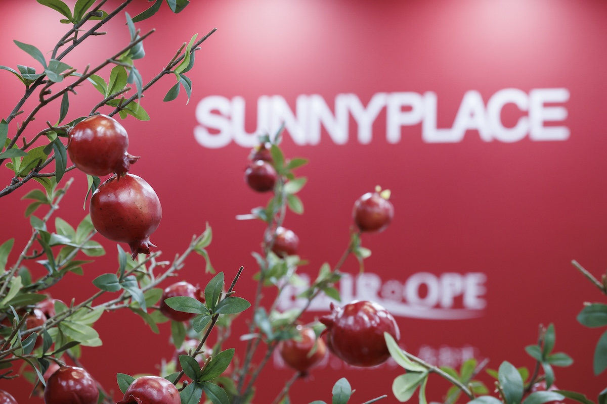 ザクロの鮮やかな実が目を引く演出